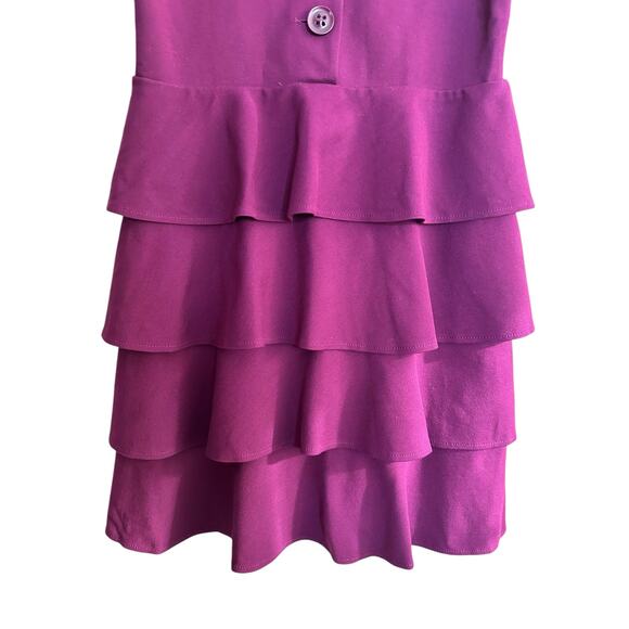 THEORY Cupid Prosema Selma Tiered Ruffle Skirt Button Back Tank Plum Dress Small - Picture 9 of 10